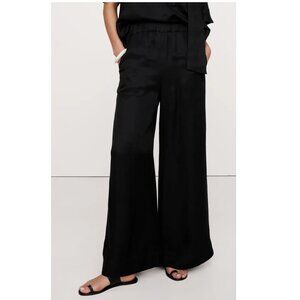 NEW!! Banana Republic Black Wide-Leg Linen-Viscose Relaxed Pull-On Pants XL